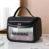 4-Piece black Travel Washbag Set – Transparent Zipper Makeup & Toiletry Organizers - Image 2