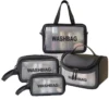 4-Piece black Travel Washbag Set – Transparent Zipper Makeup & Toiletry Organizers
