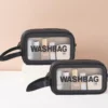 4-Piece black Travel Washbag Set – Transparent Zipper Makeup & Toiletry Organizers - Image 3