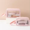 4-Piece Pink Travel Washbag Set – Transparent Zipper Makeup & Toiletry Organizers - Image 5