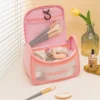 4-Piece Pink Travel Washbag Set – Transparent Zipper Makeup & Toiletry Organizers - Image 4