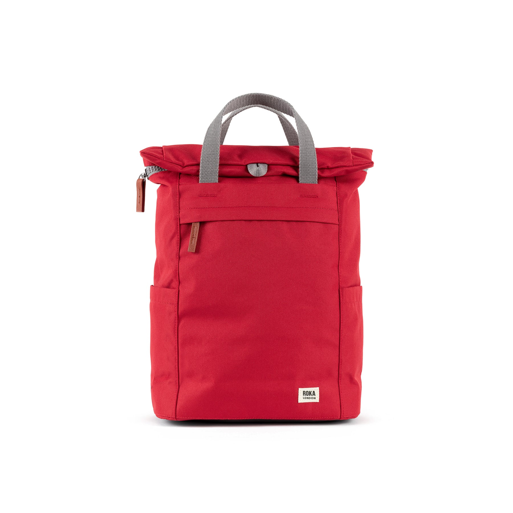ROKA_FINCHLEY_A_MEDIUM_CANVAS_MARS_RED_FRONT Finchley A Mars Red Recycled Canvas Collage bag - Image 1