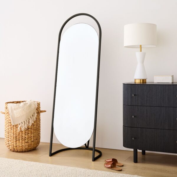 Folded Ellipse Metal Standing Floor Mirror 22"w x 17.6"d x 65.7"h.