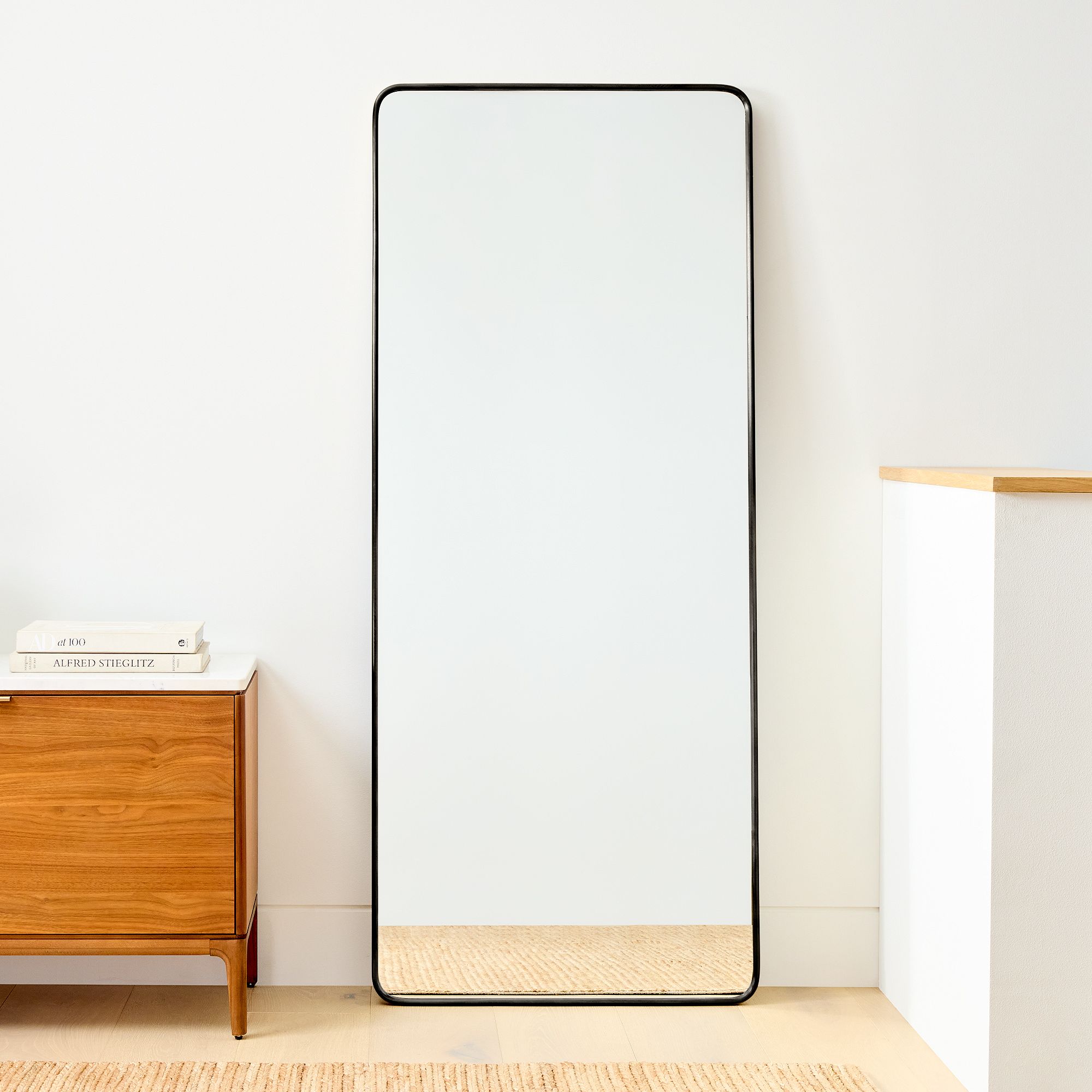 streamline-rounded-edge-metal-floor-mirror-xl Streamline Rounded Edge Metal Floor Mirror 30"w x 1.25"d x 72"h - Image 1